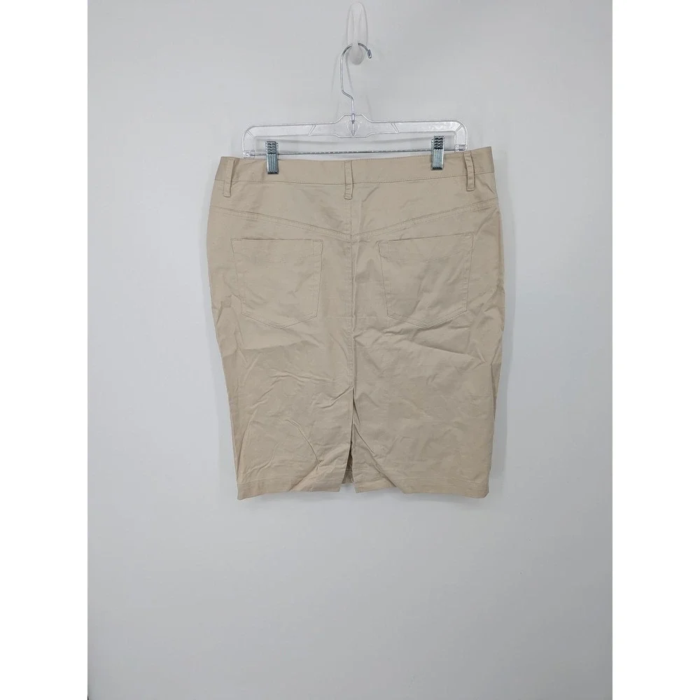 Norma Kamali Pencil Skirt Women 10‎ Tan Cotton Blend Casual Career Khaki Utility
